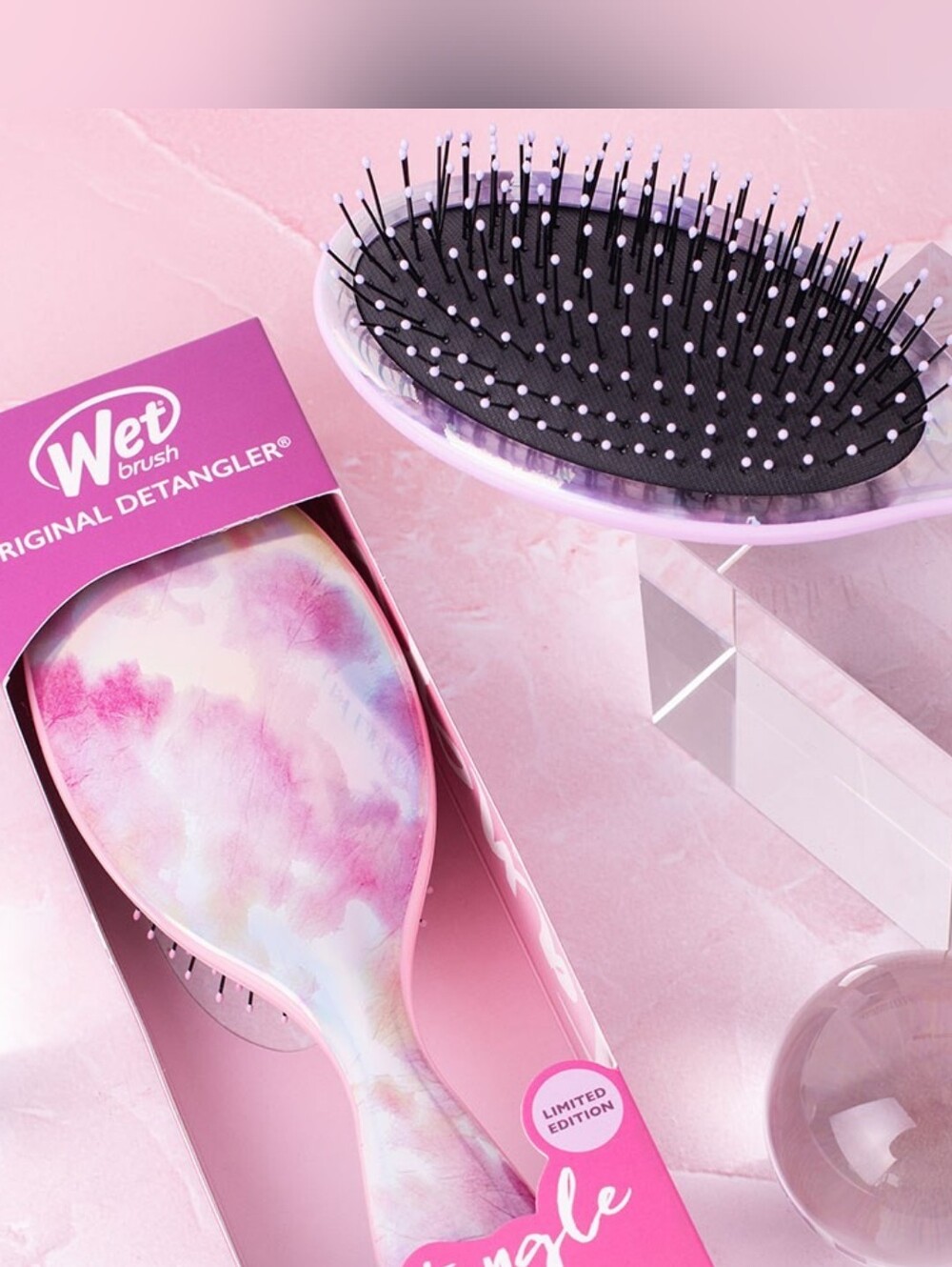 Wet Brush Original Detangler Hair Brush Colorwash Watermark Marble Pink Purple